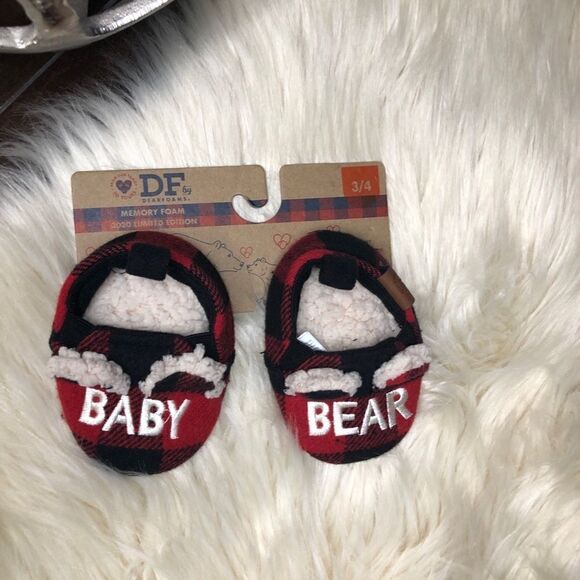 Baby bear buffalo plaid dearfoams slippers 3-4 mnt - Picture 2 of 2